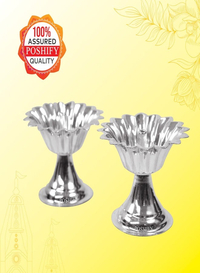POSHIFY German Silver Big Diya Set of 2, Pooja, Home Decor, Meditation, Silverware, Diwali Decorations, Diwali Gift, Wedding Gift, Pooja Samagri, Room Decor, Luxurious Diya Set_2 - Image 5